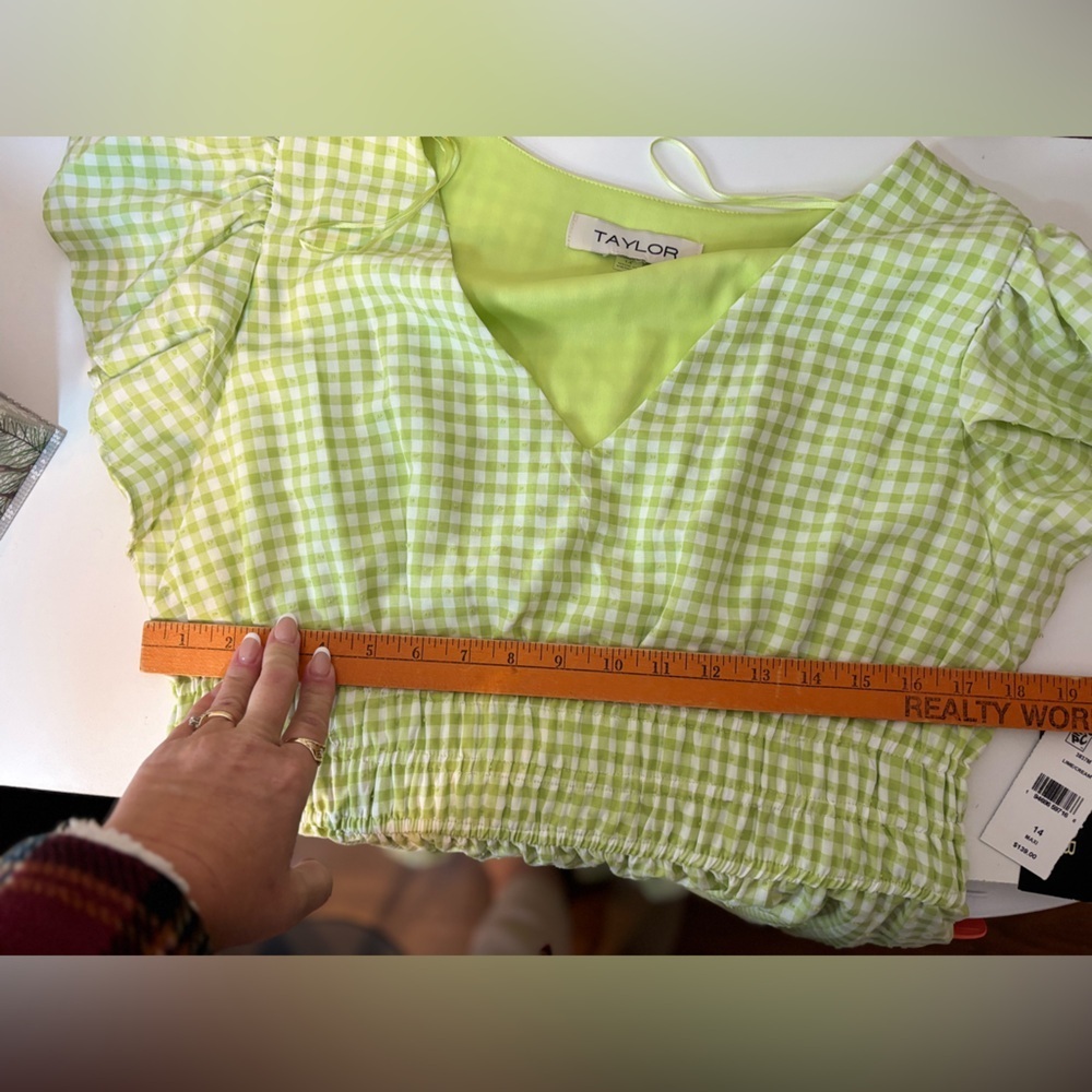 Taylor Lime Green and Cream Checked Gingham Maxi Dress - Picture 8 of 9
